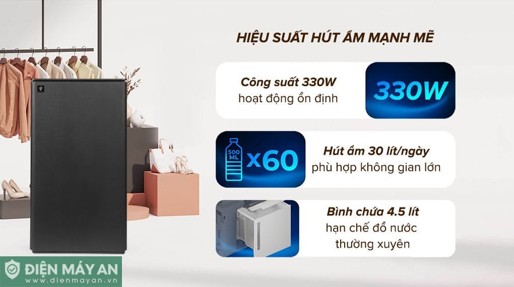 Máy lọc không khí và hút ẩm Sharp DW-T30FV-H